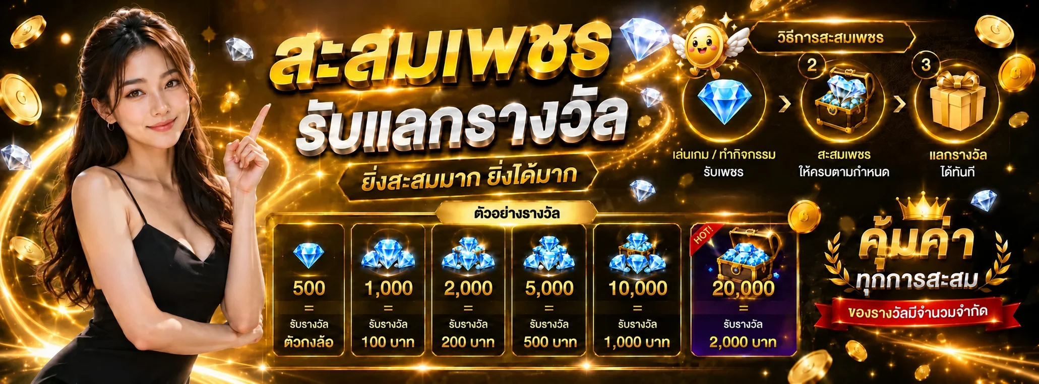 โปรโมชั่นสะสมเพชร MASLOT168 พร้อมมาสคอตเหรียญมีปีก