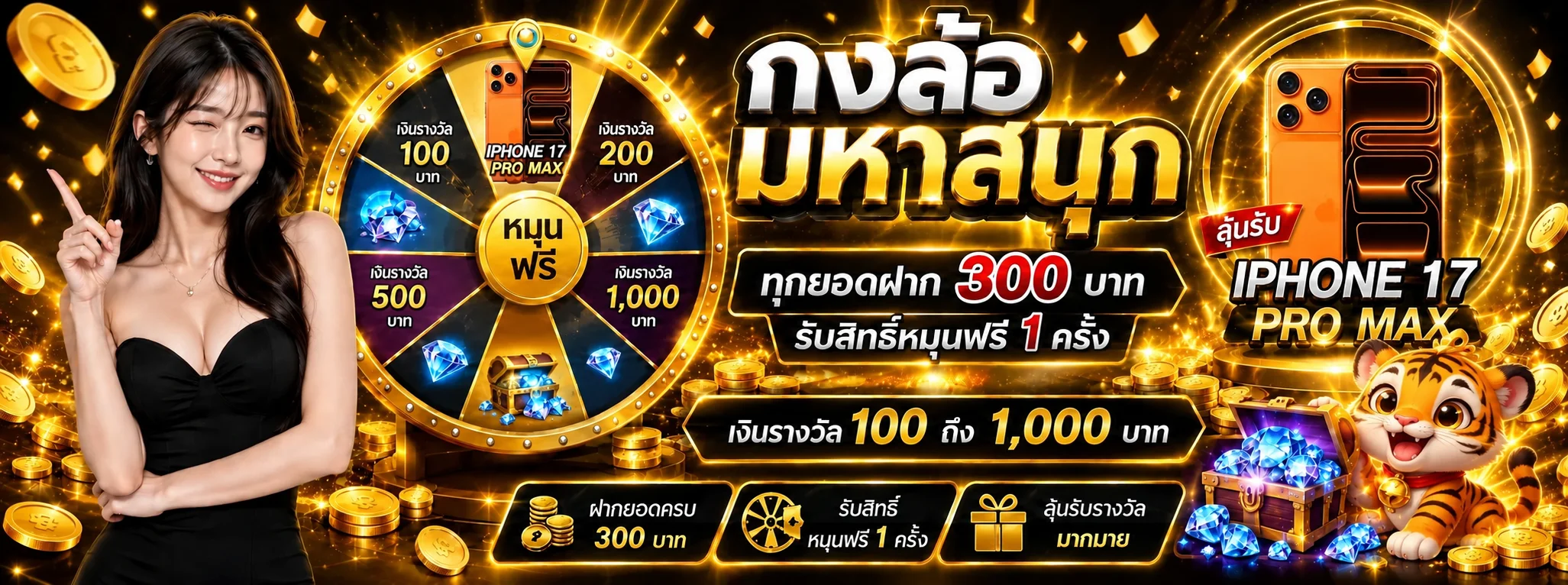 วงล้อรางวัลสล็อตออนไลน์ MASLOT168 พร้อมมาสคอตเสือ